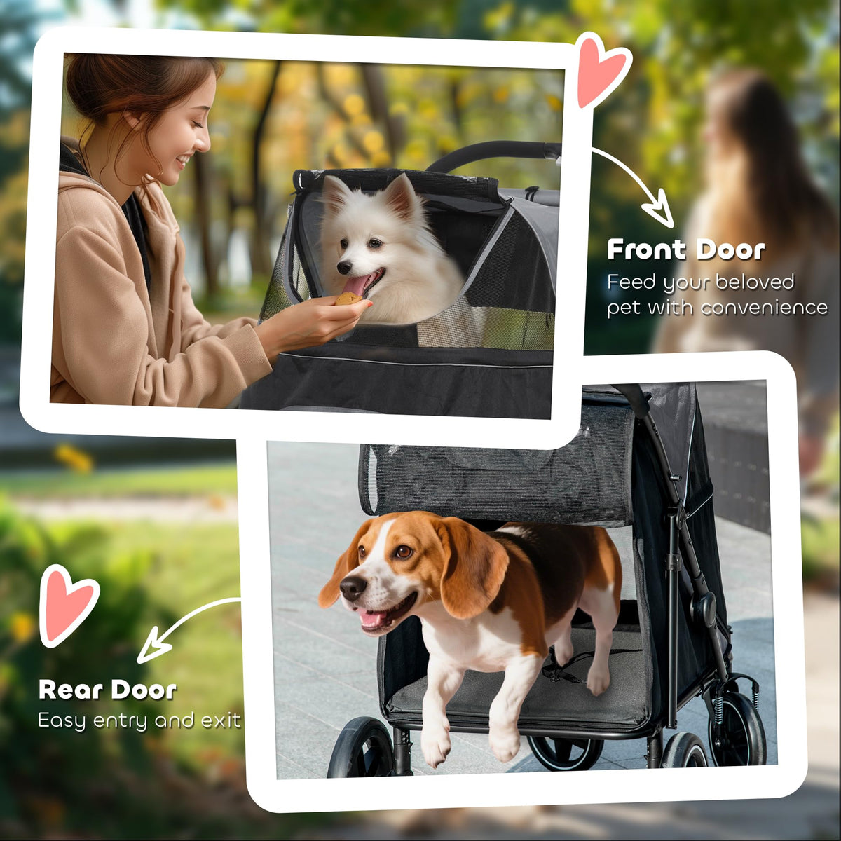 Foldable Dog Stroller with Storage Gray I890582