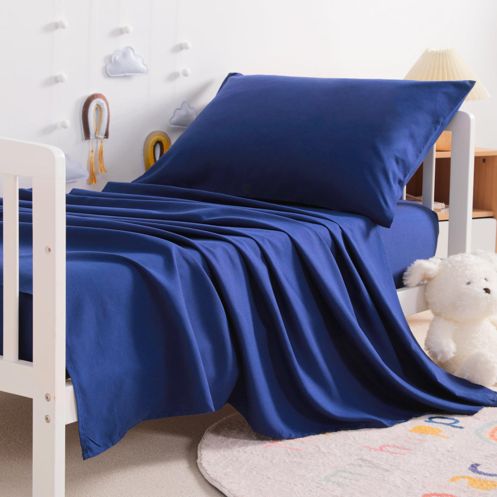 Toddler Microfiber Sheet Set, 3 Piece, Navy Blue I718