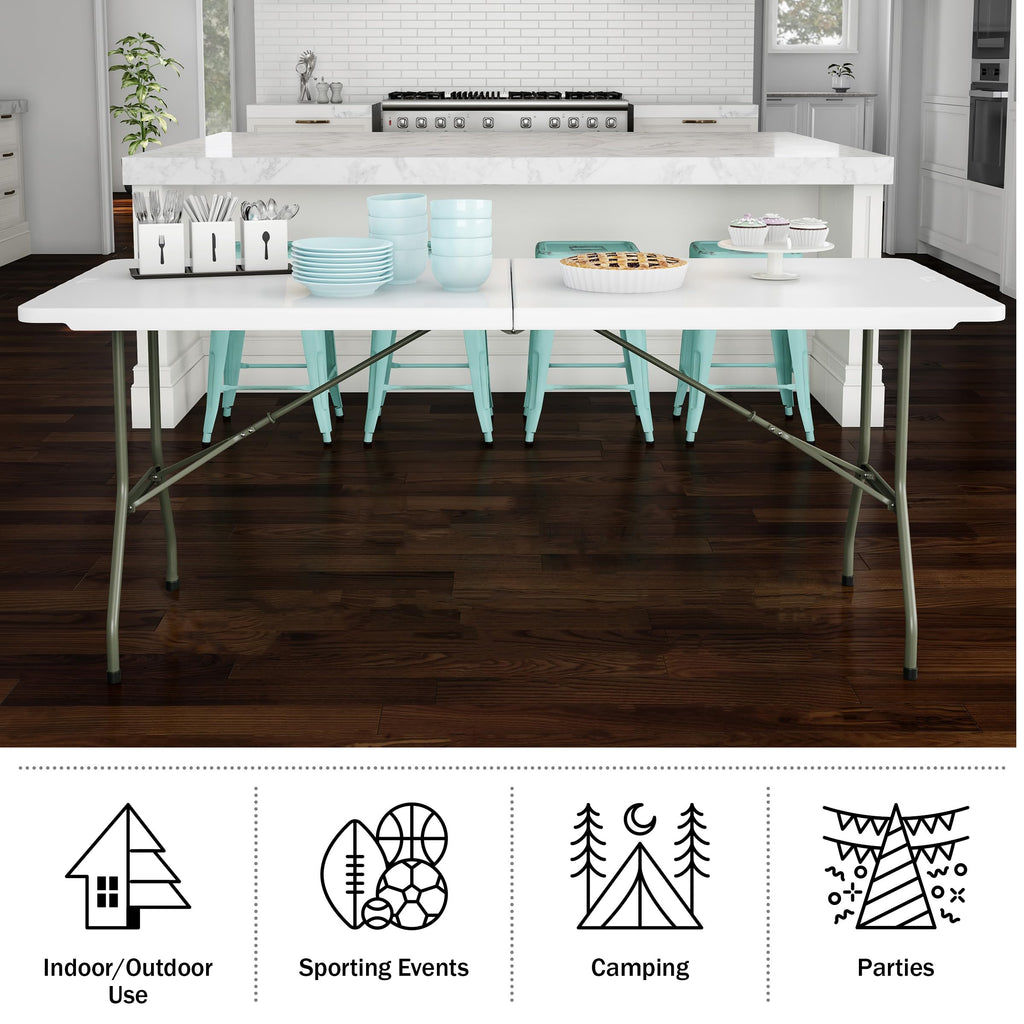 White 6ft Portable Folding Table D77316