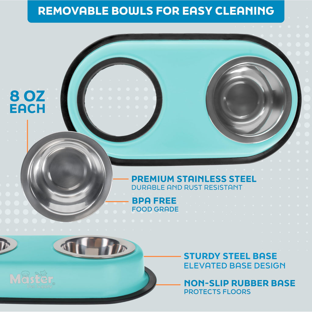 Double Dog Bowls Set with Elevated Base P822