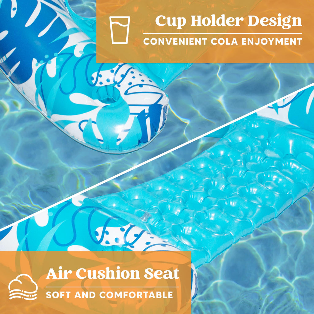 Inflatable Pool Floats 3 Pack with Cup Holders Blue Green Pink X94528