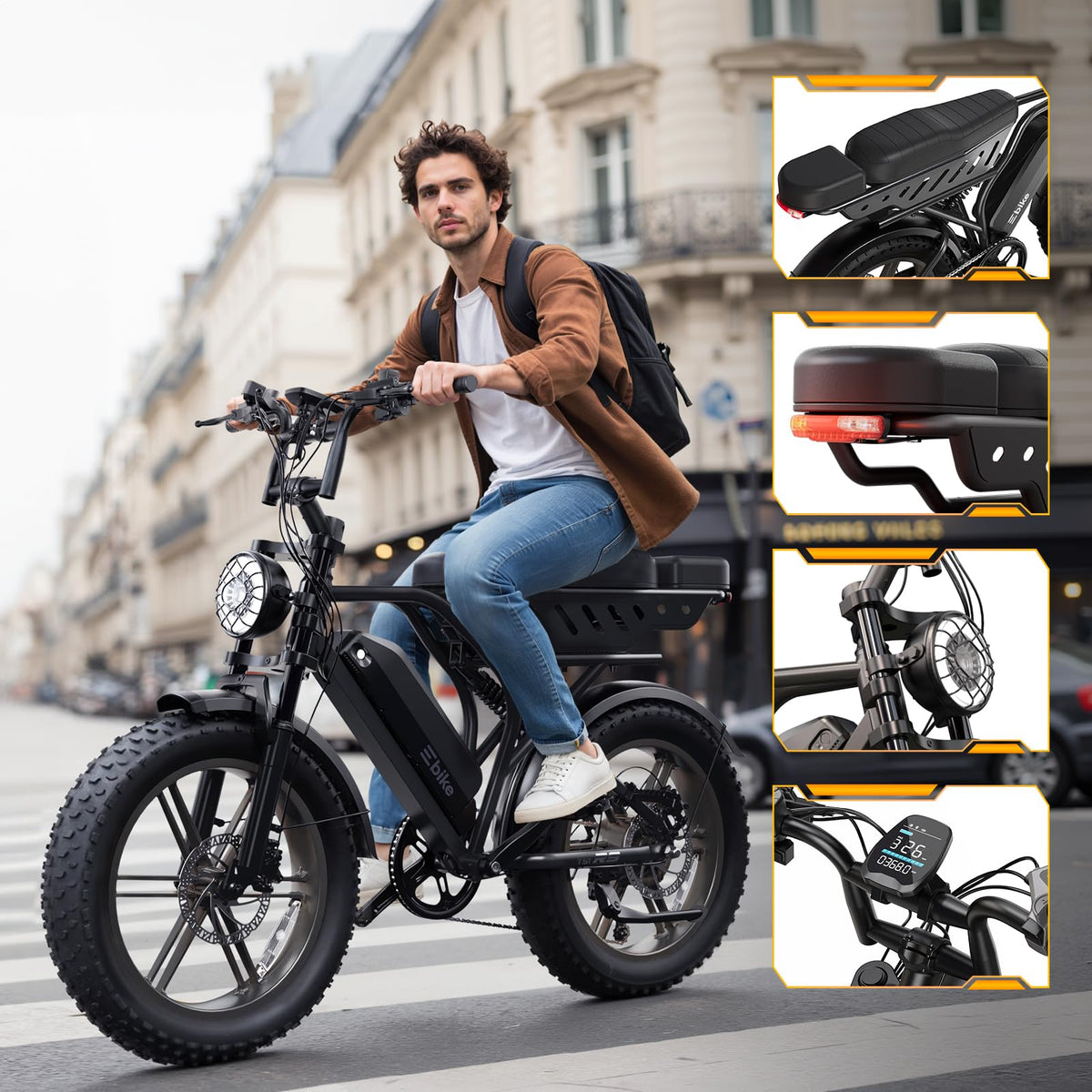 Electric Bike 48V 15Ah Battery 20"x4" Fat Tire K44193