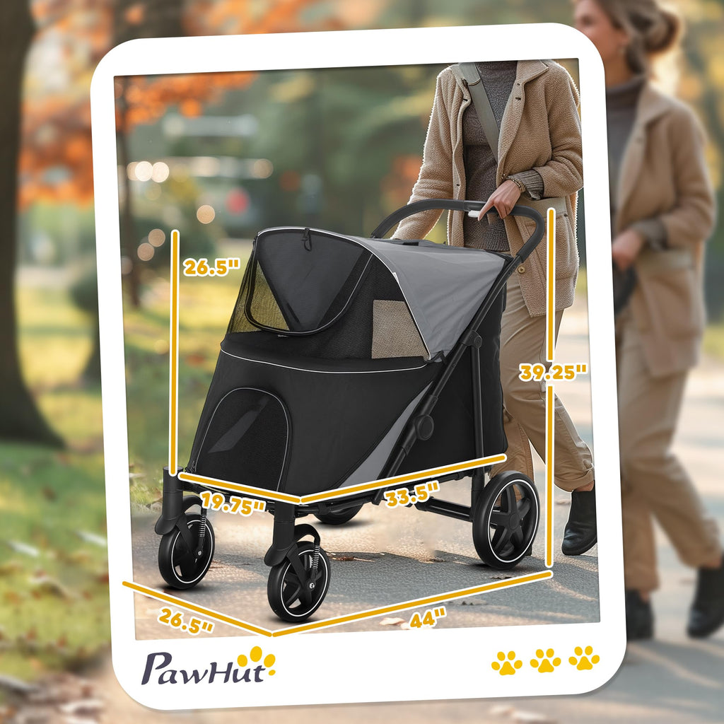 Foldable Dog Stroller with Storage Gray I890582