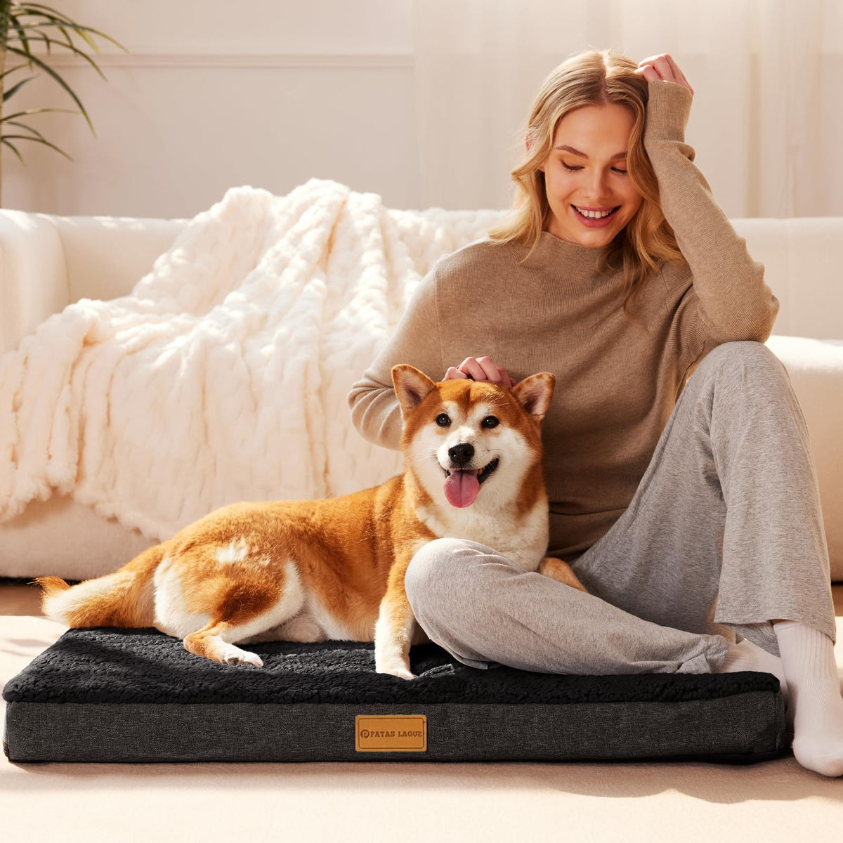Large Washable Dog Bed 36''X24'' Black J85340