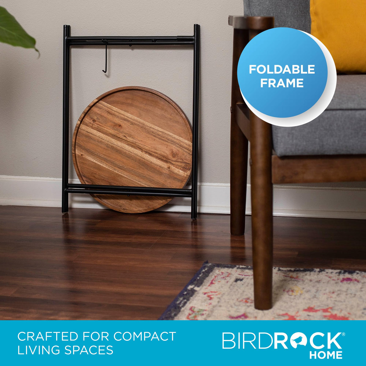 Folding Side Table with Removable Wood Tray Top P22364