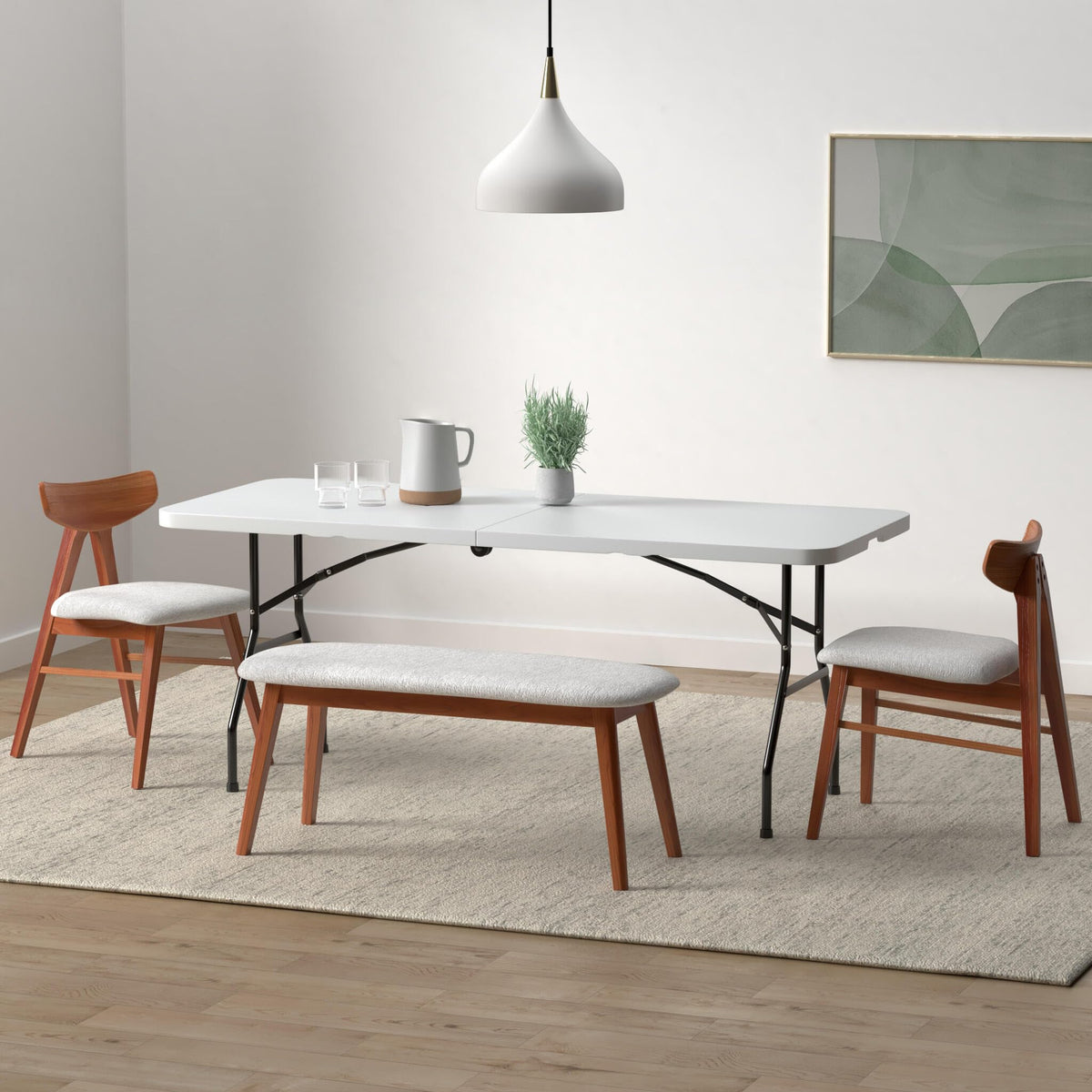 6FT White Portable Plastic Folding Table N967316