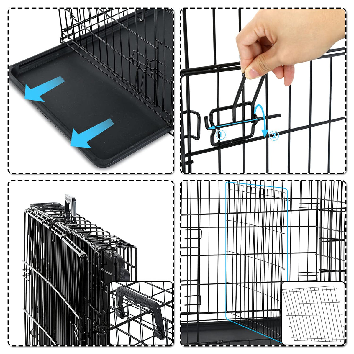 48 Inch Double Door Metal Dog Crate with Divider Panel B931