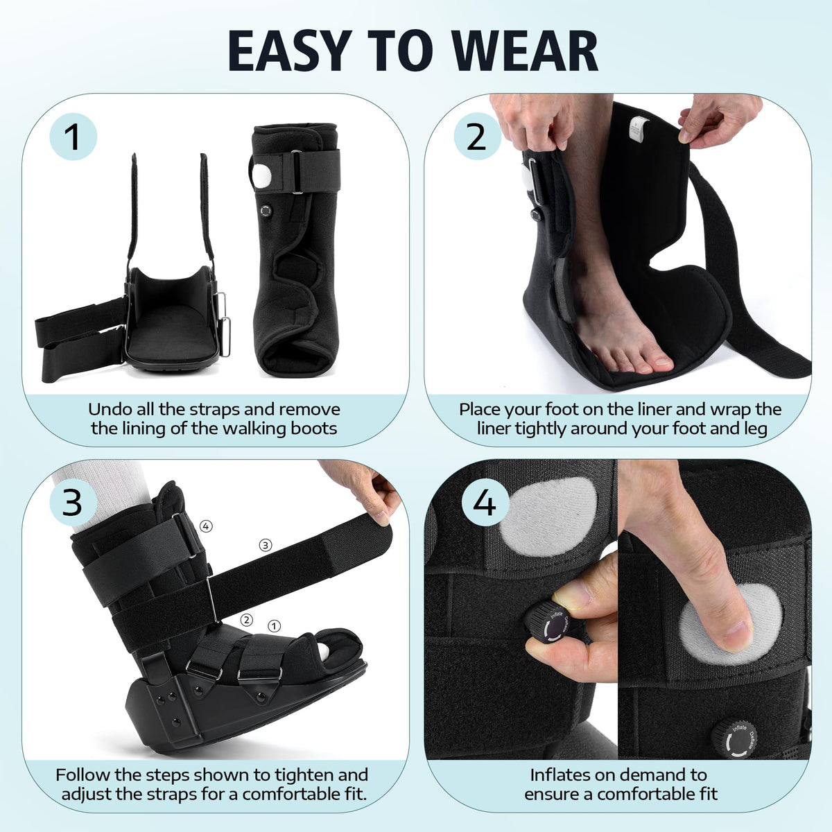 Adjustable Air Walking Boot Medium Black C349