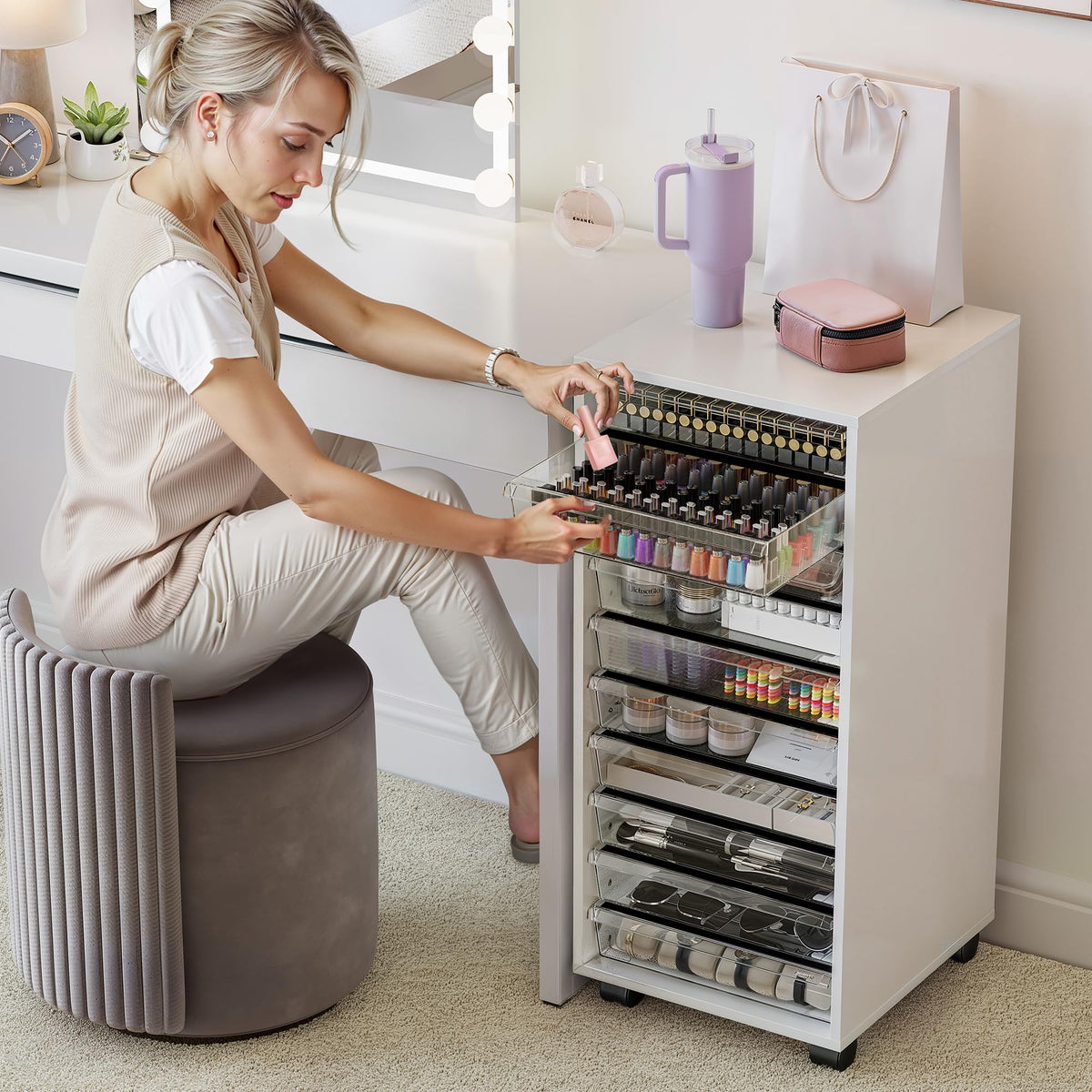 White 10 Drawer Rolling Storage Cart T930371