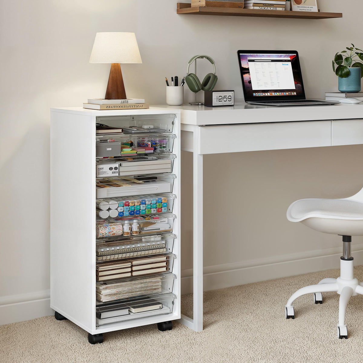 White 10 Drawer Rolling Storage Cart T930371