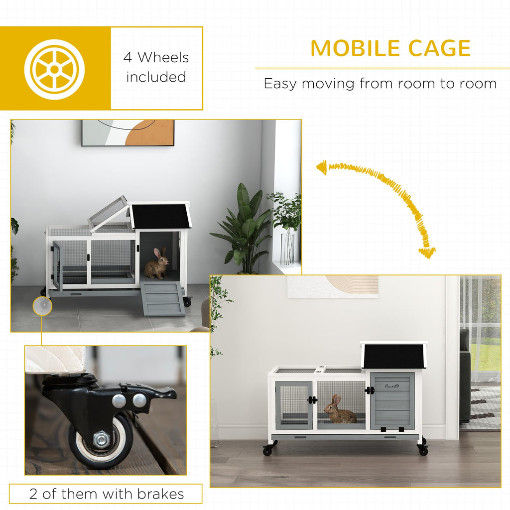 Wooden Rabbit Hutch with Wheels P5165