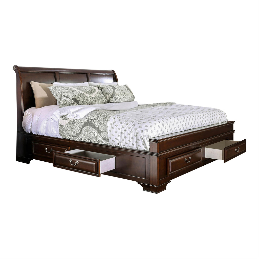 Brown Cherry California King Storage Bed D538
