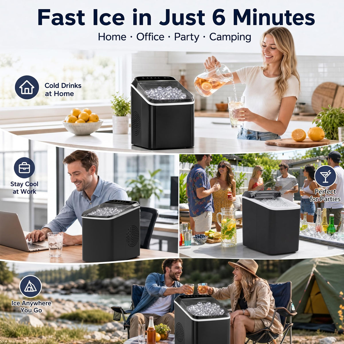 Countertop Ice Maker with Basket & Scoop U779224