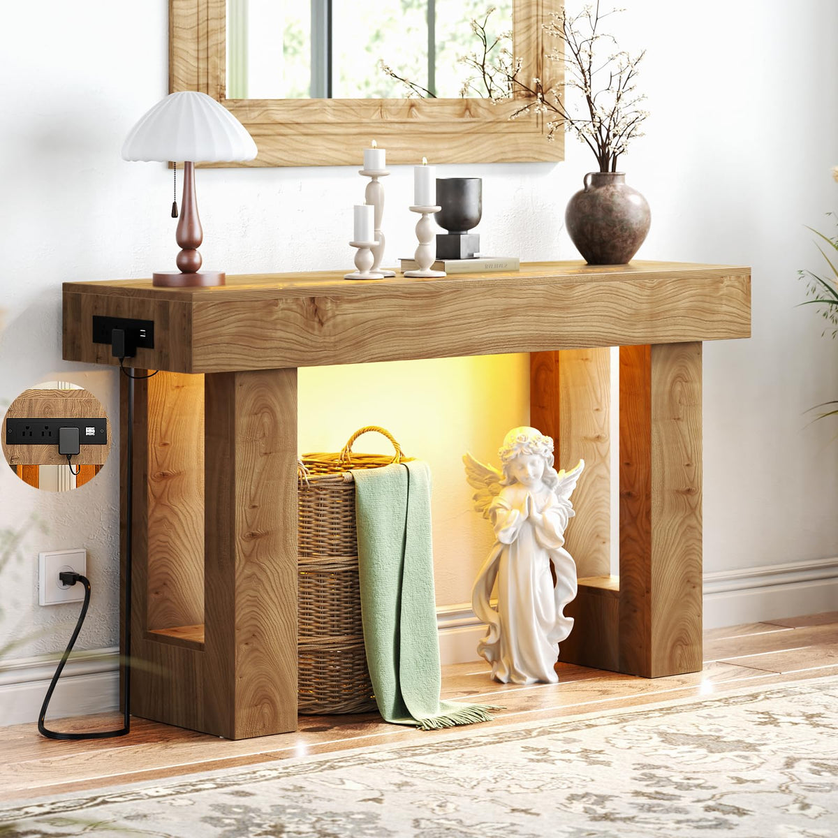 47" Entryway Table with Sensor Light & AC Outlets R18984