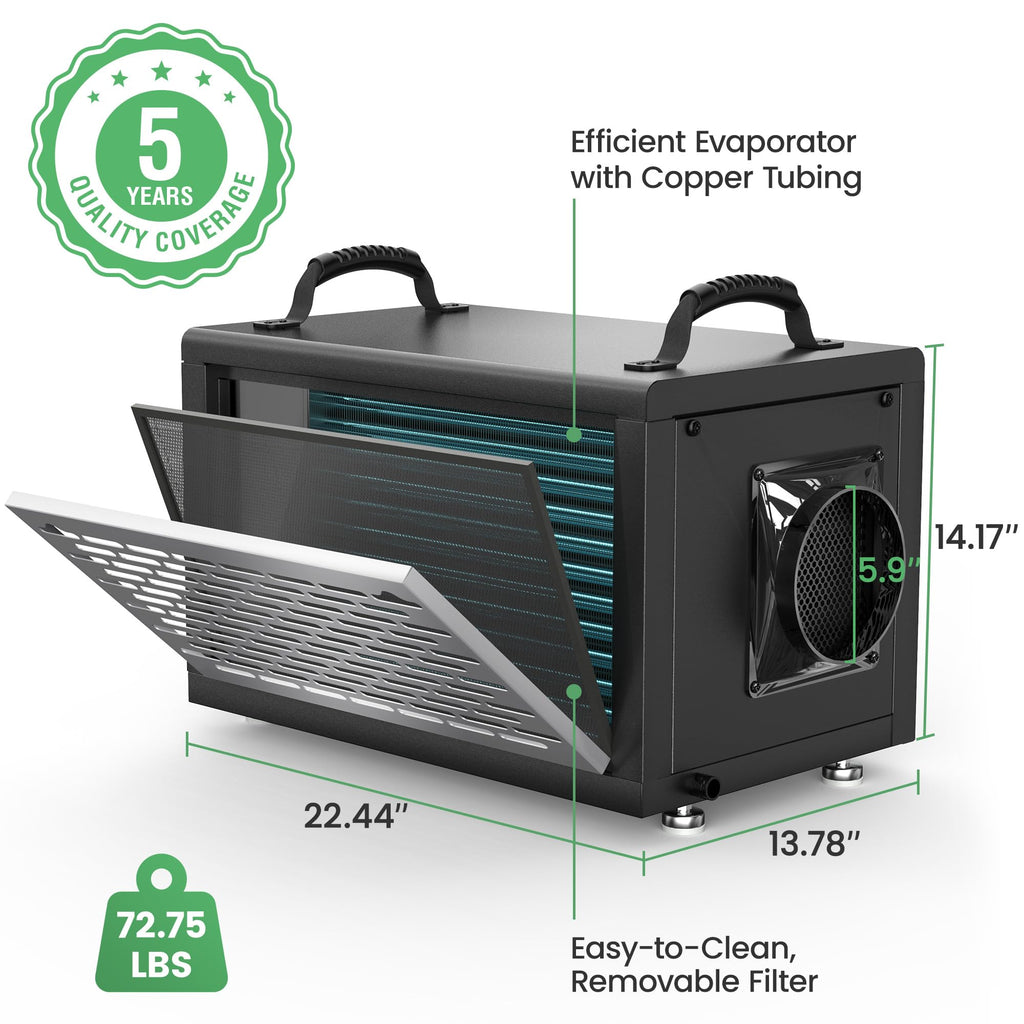 130 Pints Commercial Dehumidifier with Pump & Drain Hose H4236