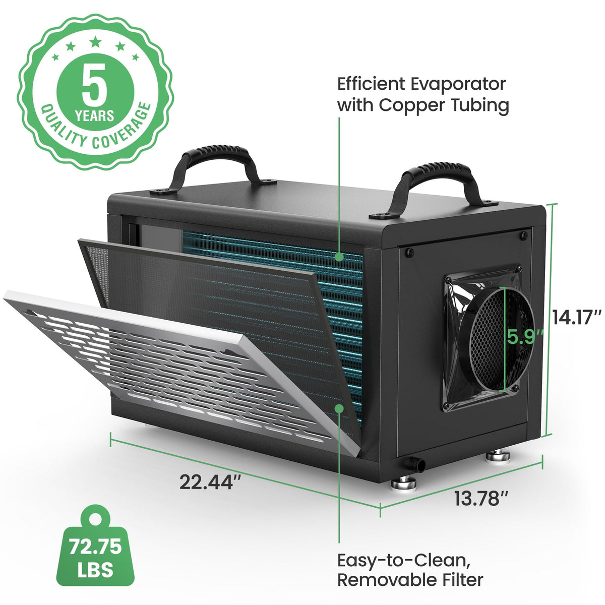 130 Pints Commercial Dehumidifier with Pump & Drain Hose H4236