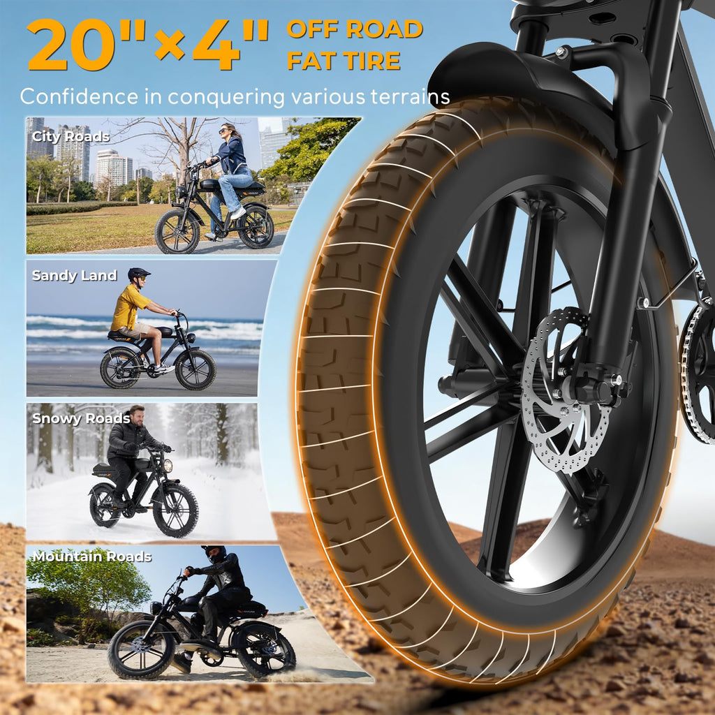 1000W Electric Bike 20" Fat Tire 7-Speed S311880