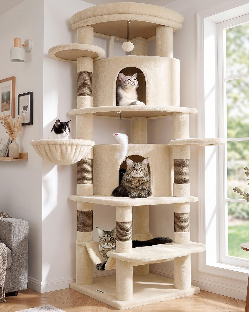 Beige 66inch Corner Cat Tree Tower B23217