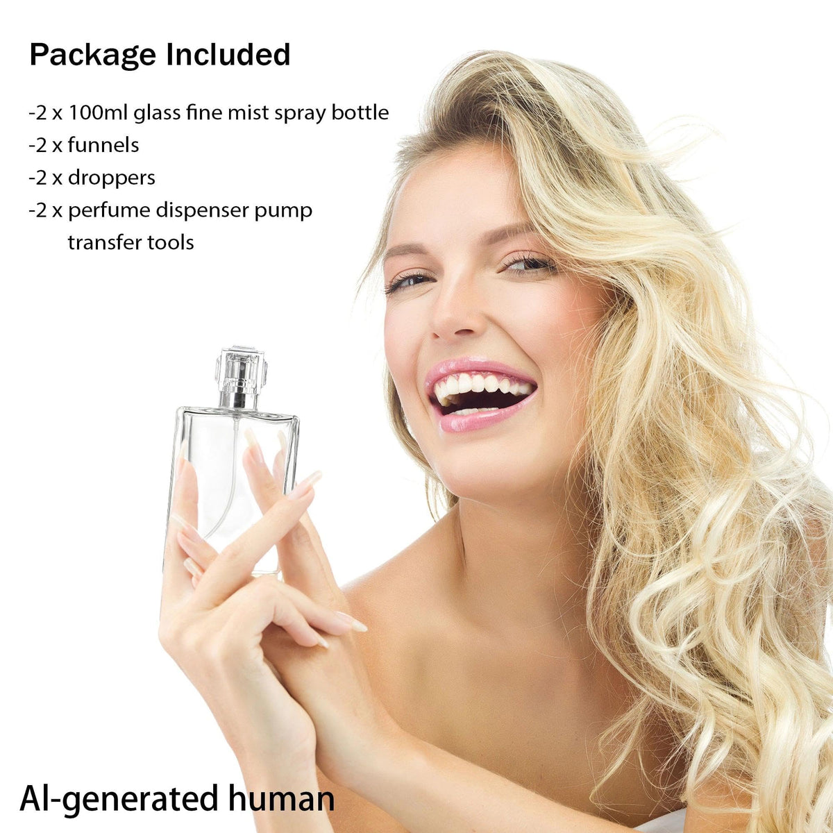 2 Pack 100ml Refillable Glass Spray Bottles I535010