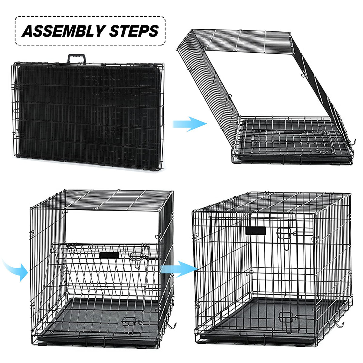 48 Inch Double Door Metal Dog Crate with Divider Panel B931