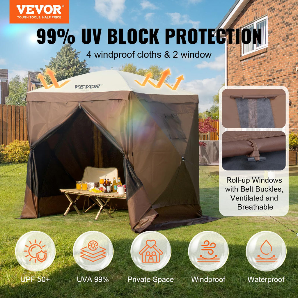 6 x 6 ft Pop Up Gazebo Tent with Mosquito Netting and Privacy Panels B48289