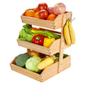 3 Tier Bamboo Fruit Basket with 2 Banana Hangers L37023