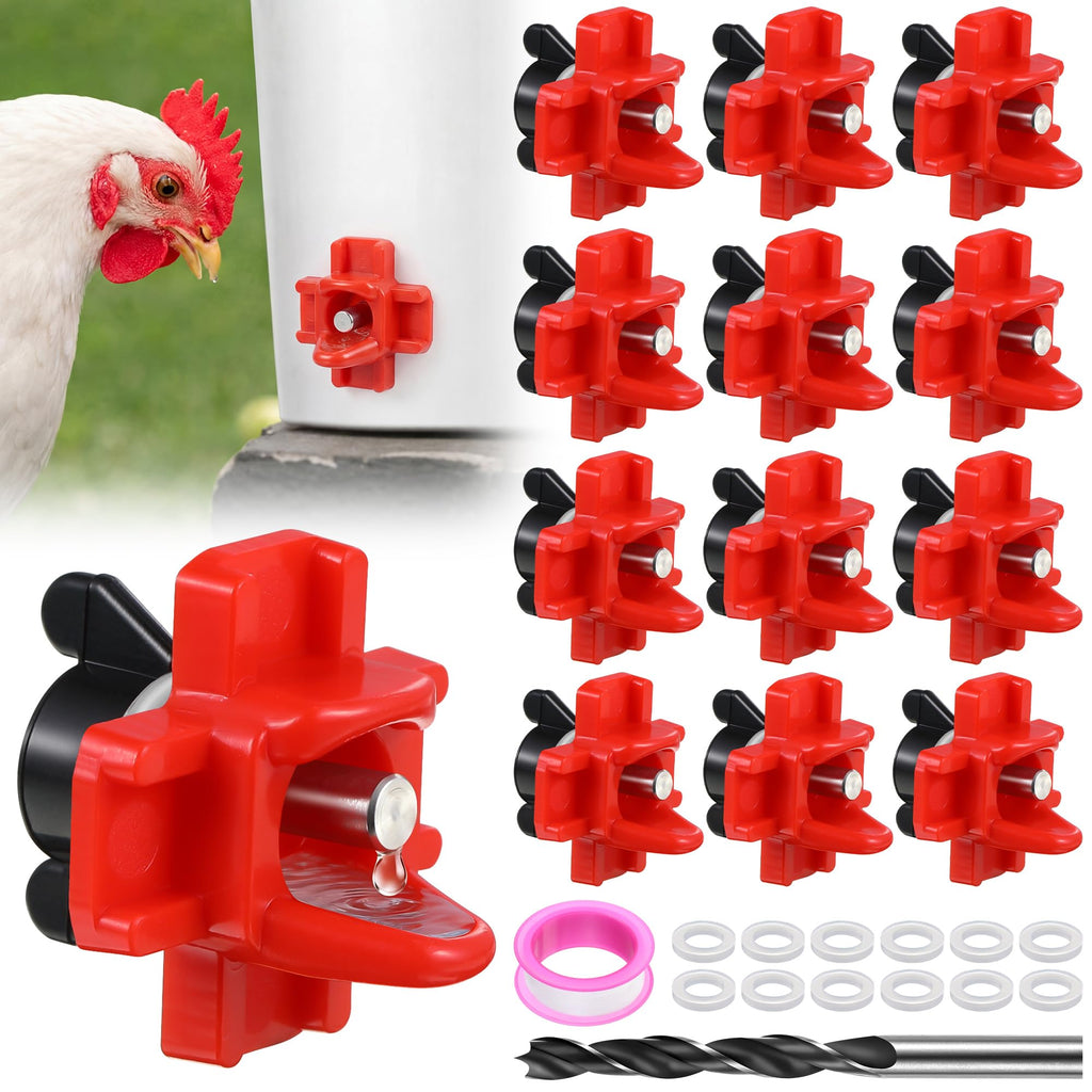 12 Pcs Horizontal Chicken Waterer Nipples with Drill Bit F71427