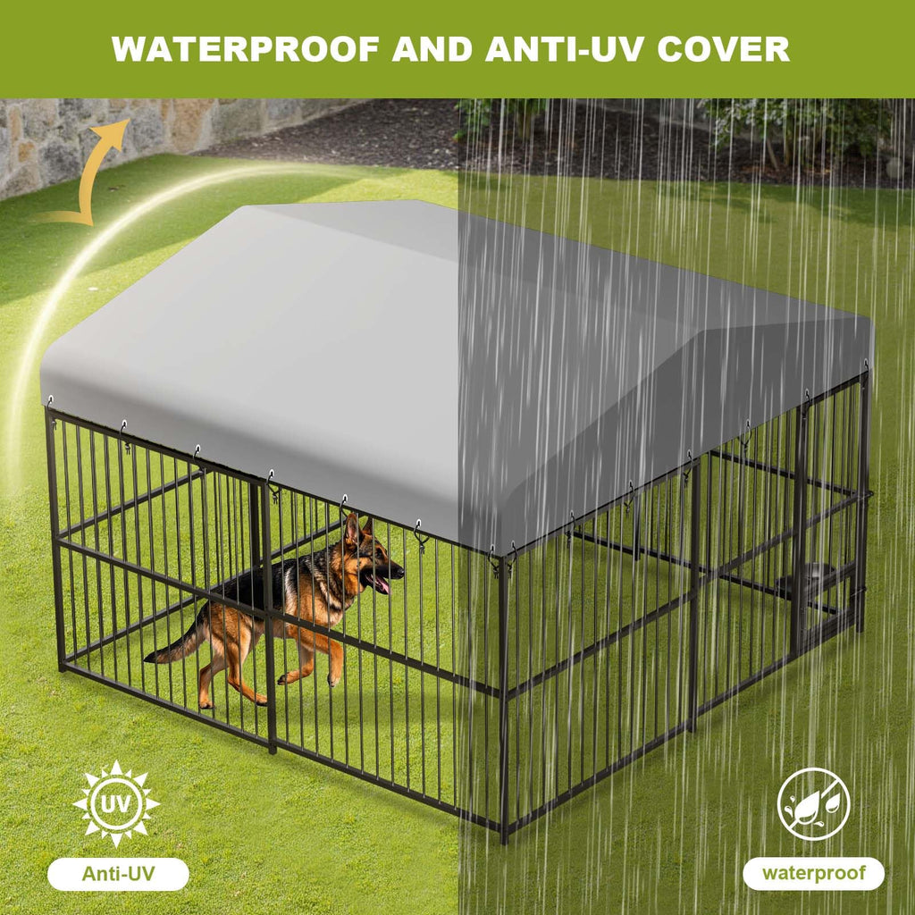 10 x 10FT Heavy Duty Metal Outdoor Dog Kennel with Roof K821