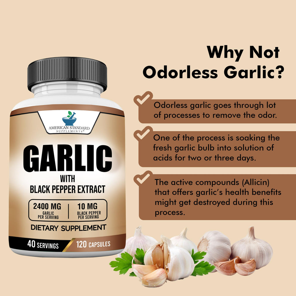 Garlic 2400mg with Black Pepper Fruit Extract 120 Capsules R1606