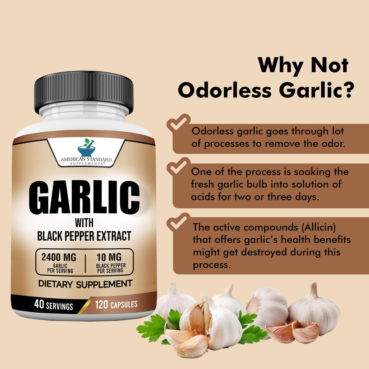 Garlic 2400mg with Black Pepper Fruit Extract 120 Capsules R1606