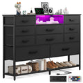 Black 10 Drawer Dresser with Charging Station and LED Light V582680