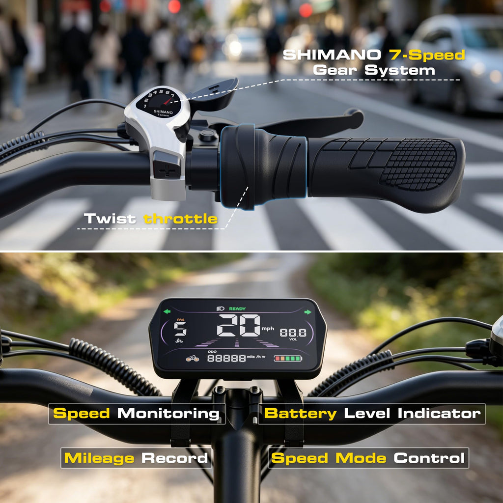 1000W Peak Motor 60+ Miles Fat Tire Electric Bike with 48V 13Ah Removable Battery K4570