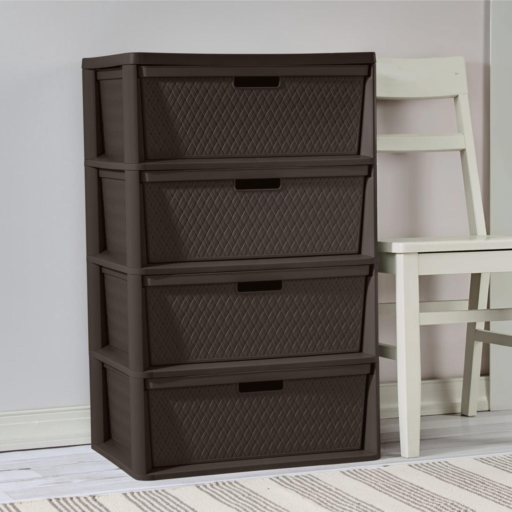 Brown 4 Drawer Plastic Storage Tower B333
