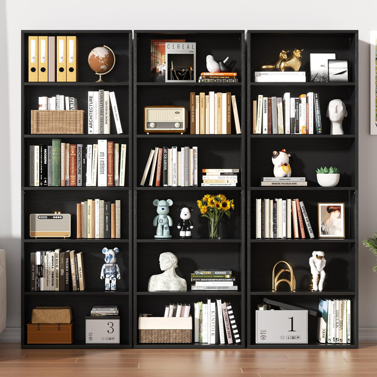6-Tier Black Bookshelf V665