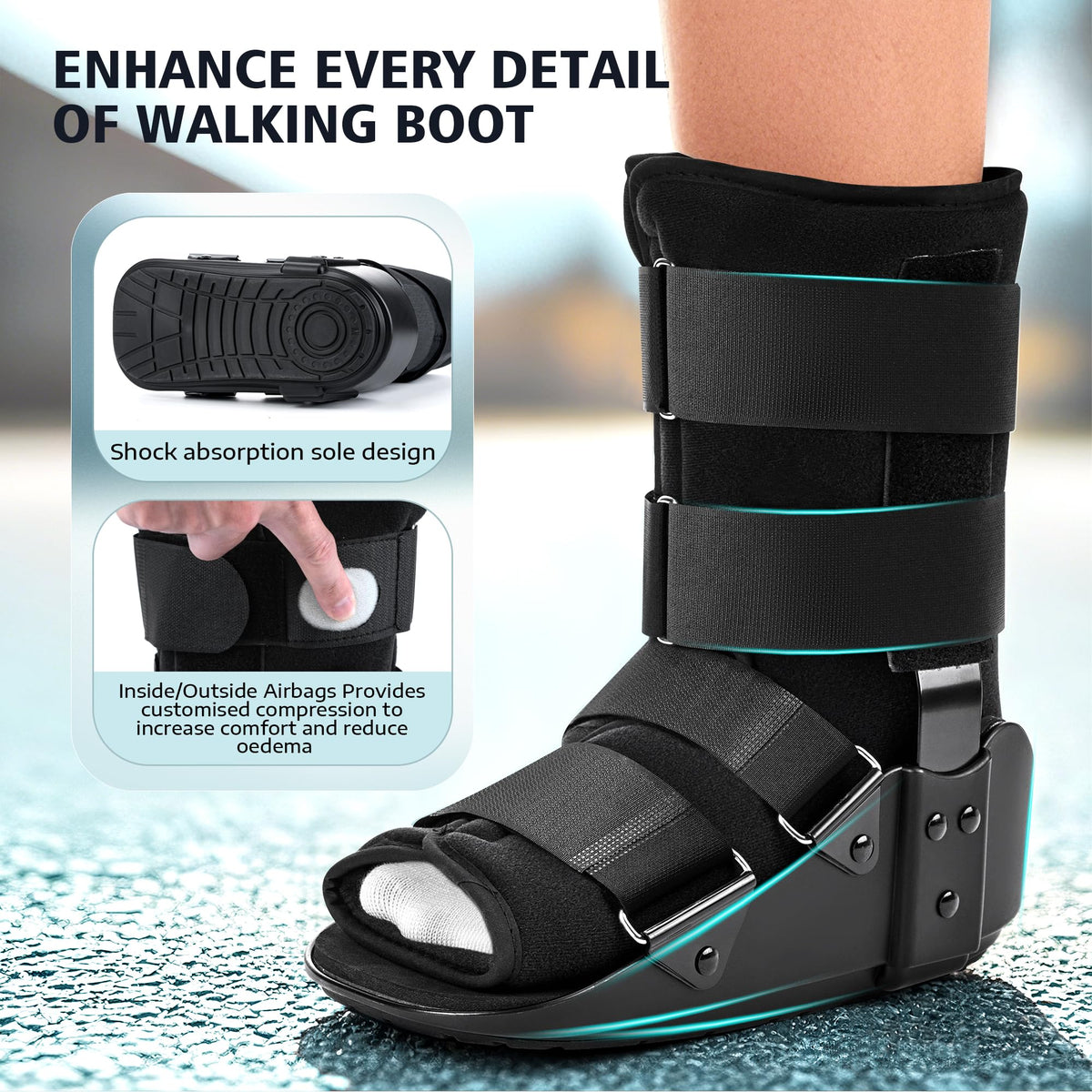 Adjustable Air Walking Boot Medium Black C349