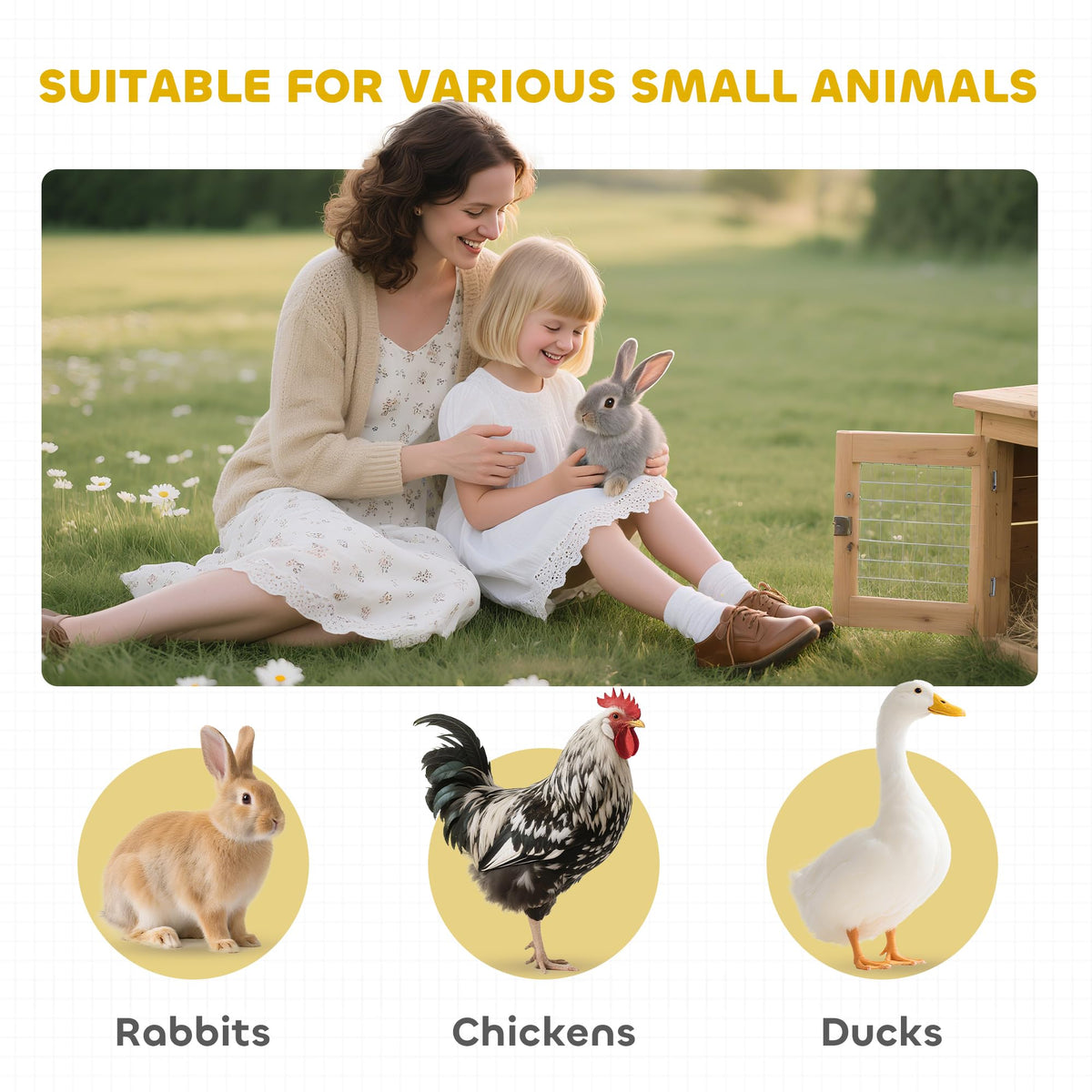 Wooden Rabbit Hutch with Wheels P5165