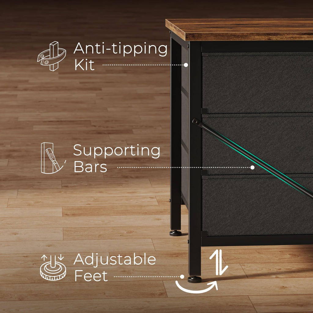 63 Inch 9 Fabric Drawer Dresser G9415