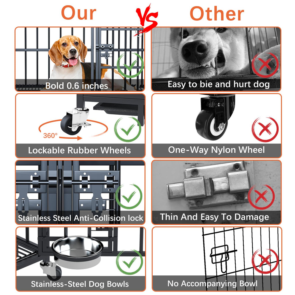 42" Stackable Heavy Duty Metal Dog Crate with Divider Z439