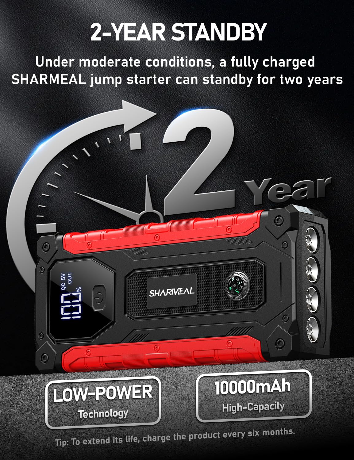 8000A 12V Portable Jump Starter with PD 30W Charger B661483