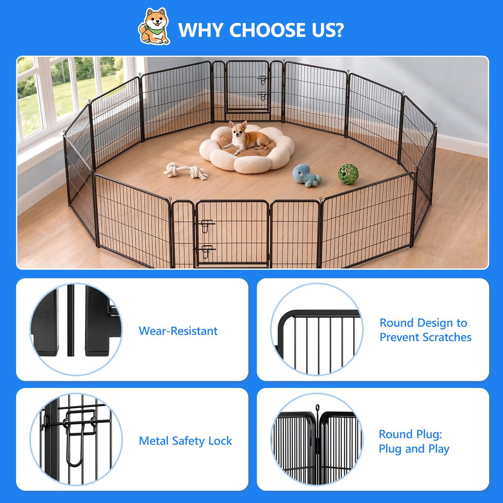 32 Inch 16 Panels Foldable Dog Playpen Y805274