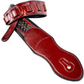 Whiskey Tan and Brown Full Grain Carving Leather Padded Guitar Strap C384