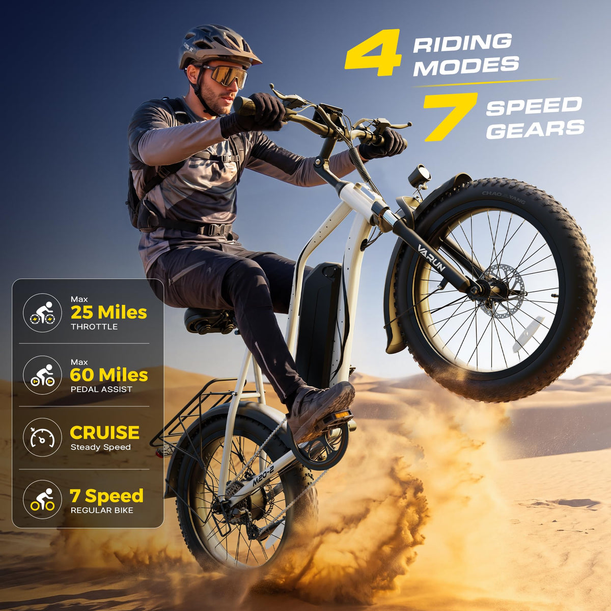 1000W Peak Motor 60+ Miles Fat Tire Electric Bike with 48V 13Ah Removable Battery K4570
