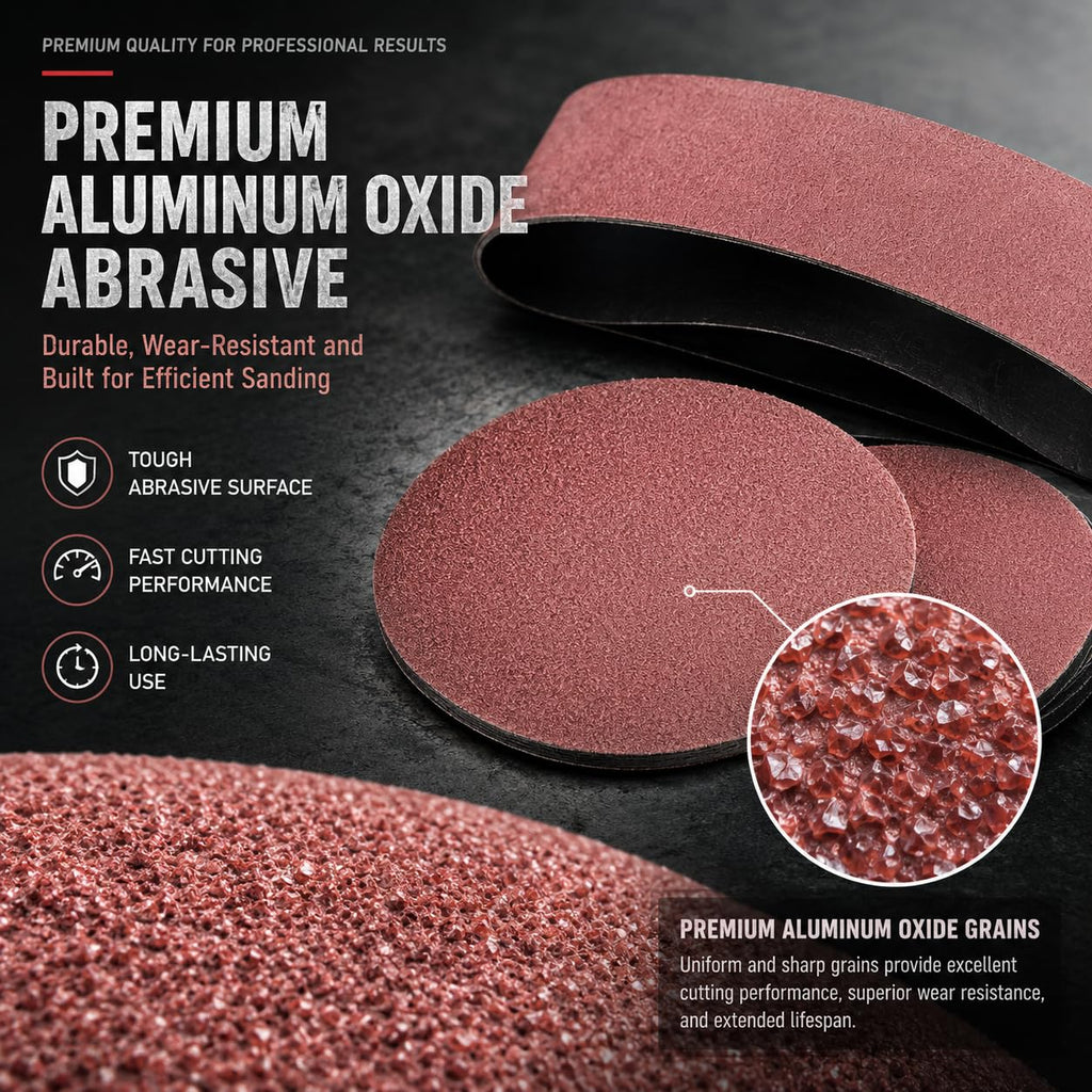 34 Pieces Sanding Belts and PSA Sanding Discs Set Alumina O607
