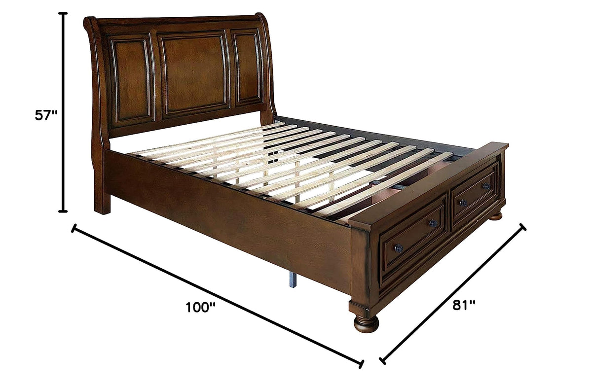 Cherry Sleigh Platform Bed, Cal King N286