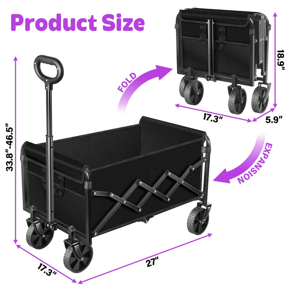 Foldable Wagon Cart with Wheels A29866