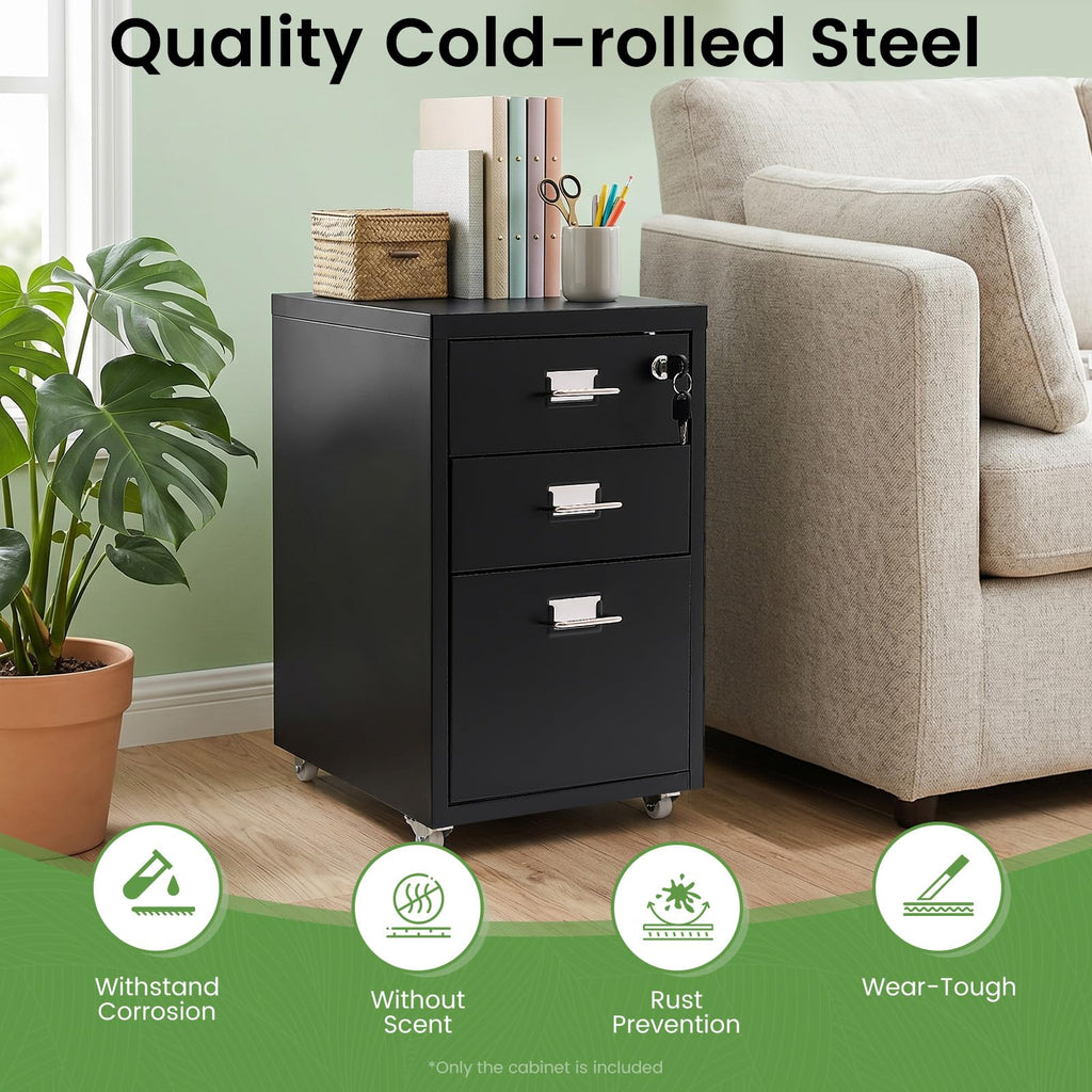 Black 3-Drawer Metal File Cabinet Z911