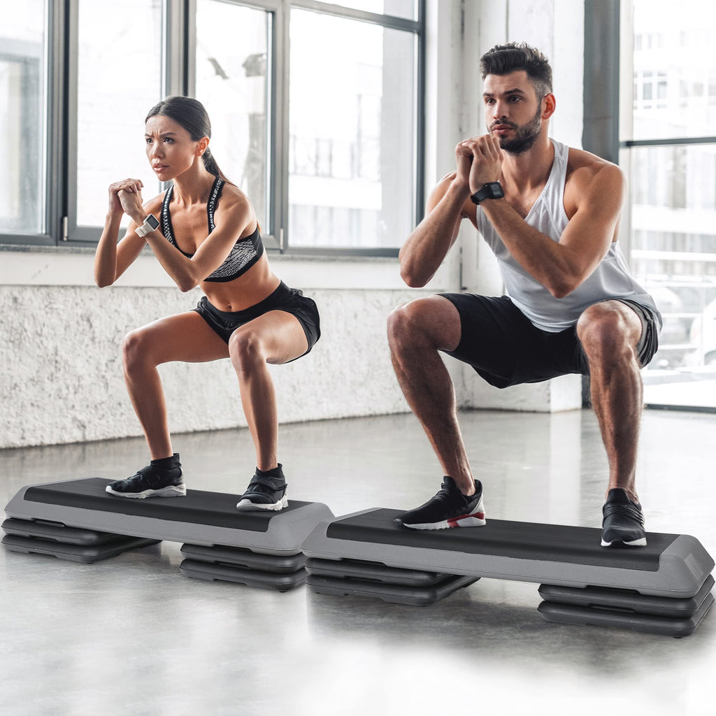43" Adjustable Aerobic Exercise Step Platform with 4 Removable Risers P790