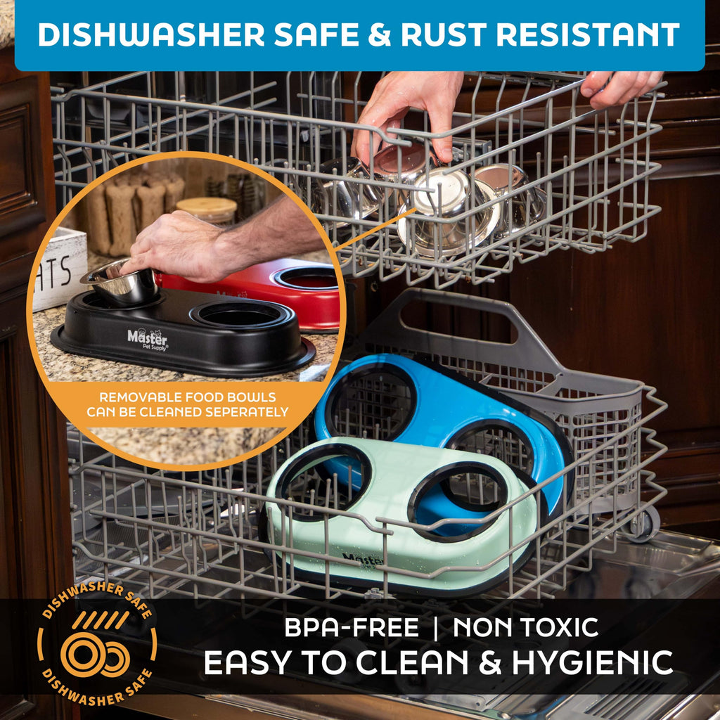 Double Dog Bowls Set with Elevated Base P822
