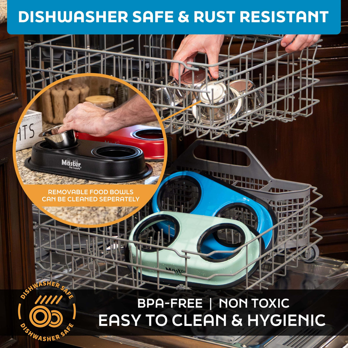 Double Dog Bowls Set with Elevated Base P822