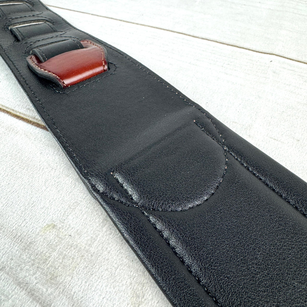 Whiskey Tan and Brown Full Grain Carving Leather Padded Guitar Strap C384